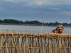 Cambodge - Kompong Cham : pont de bambou sur le Mékong