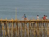 Cambodge - Kompong Cham : pont de bambou sur le Mékong