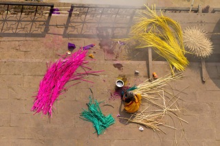 Inde - Varanasi : atelier vanerie